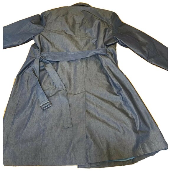 Jones New York Blue Button-Up Trench Coat With Belt Womens M Cotton Blend - Picture 6 of 8